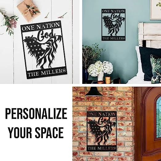 Christianartbag Metal Signs, One Nation The Millers, Under GOD, Christian Wall Art With Religious Scripture, Appreciation Gifts For Family