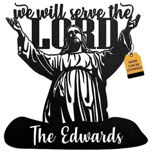 Christianartbag Metal Signs, We Will Serve The Lord, Personalized Metal, Christian Wall Art With Religious Scripture, Appreciation Gifts For Family
