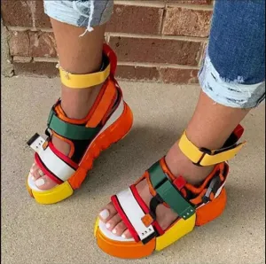 Contrast Wedge Sandals