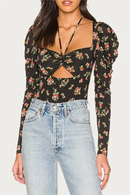 COPPELIA CUTOUT SLINKY KNIT BODYSUIT