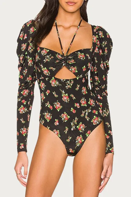 COPPELIA CUTOUT SLINKY KNIT BODYSUIT