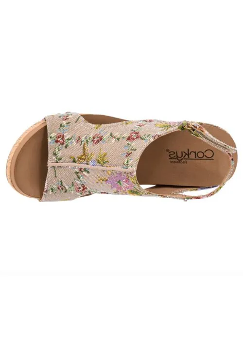 Corky's Taupe Brocade Floral Carley Wedge