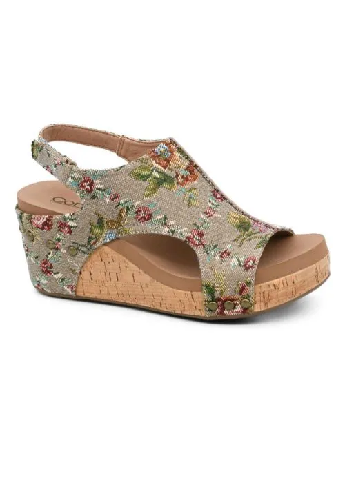 Corky's Taupe Brocade Floral Carley Wedge