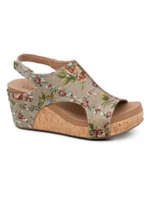 Corky's Taupe Brocade Floral Carley Wedge