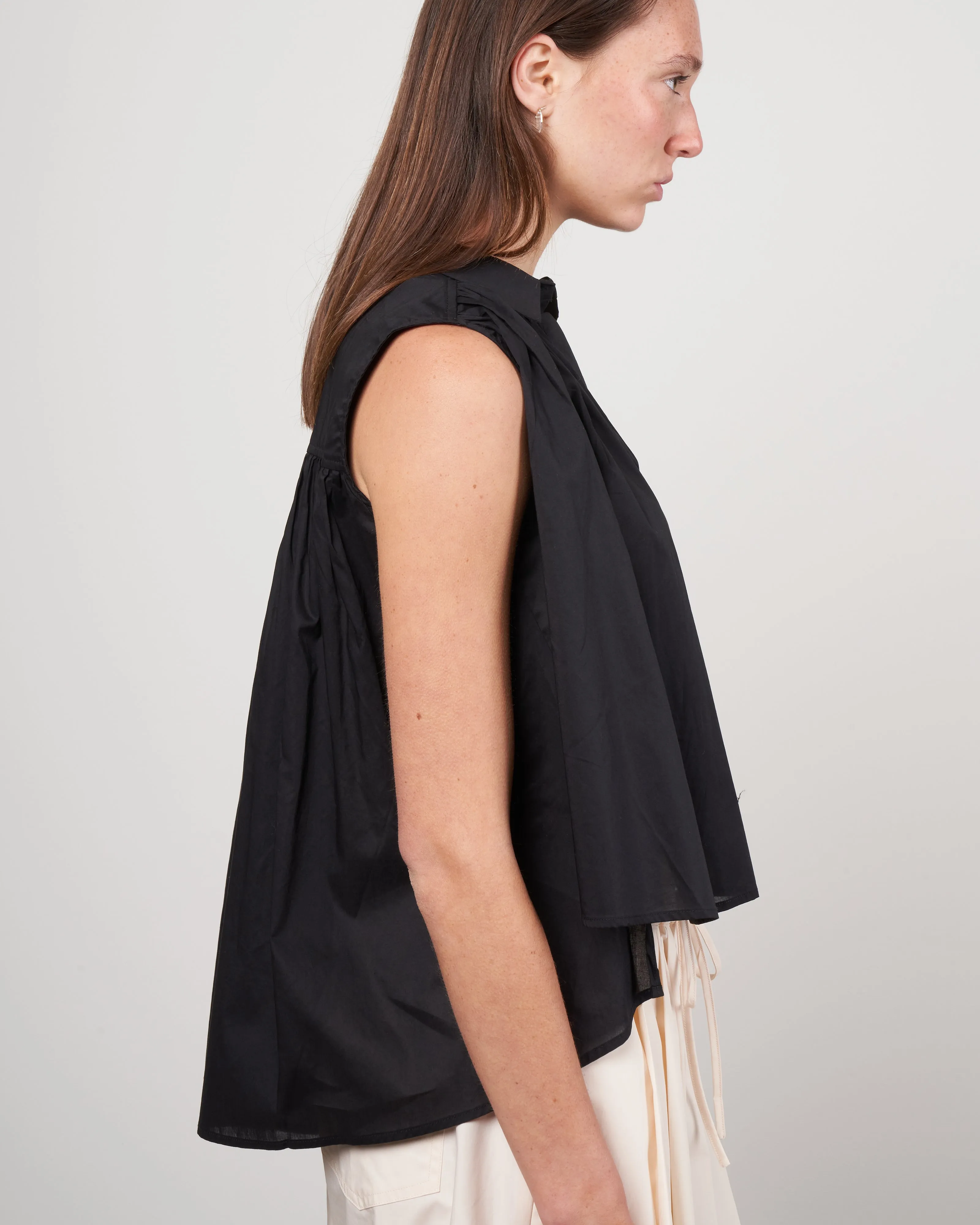 cotton voile top - 600 black