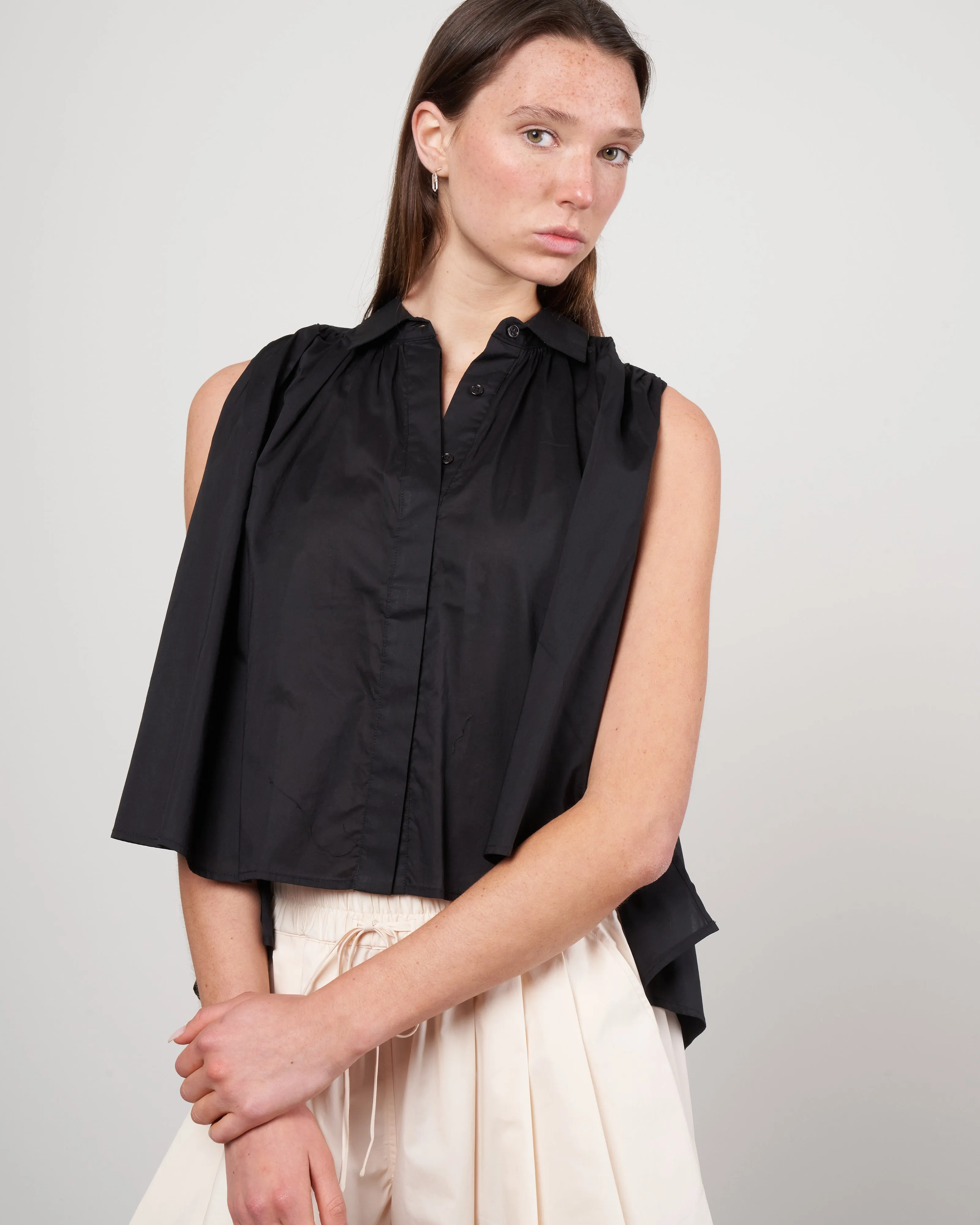 cotton voile top - 600 black