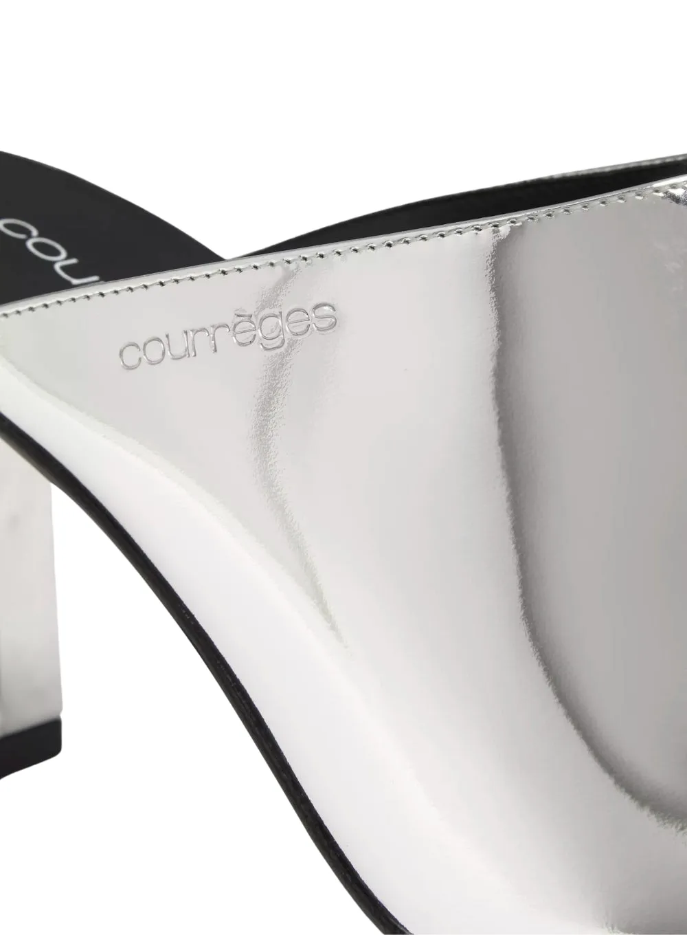 COURRÈGES | Sleek Mirror Heeled Mules