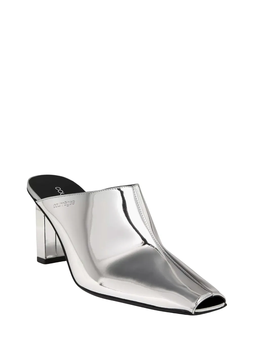 COURRÈGES | Sleek Mirror Heeled Mules