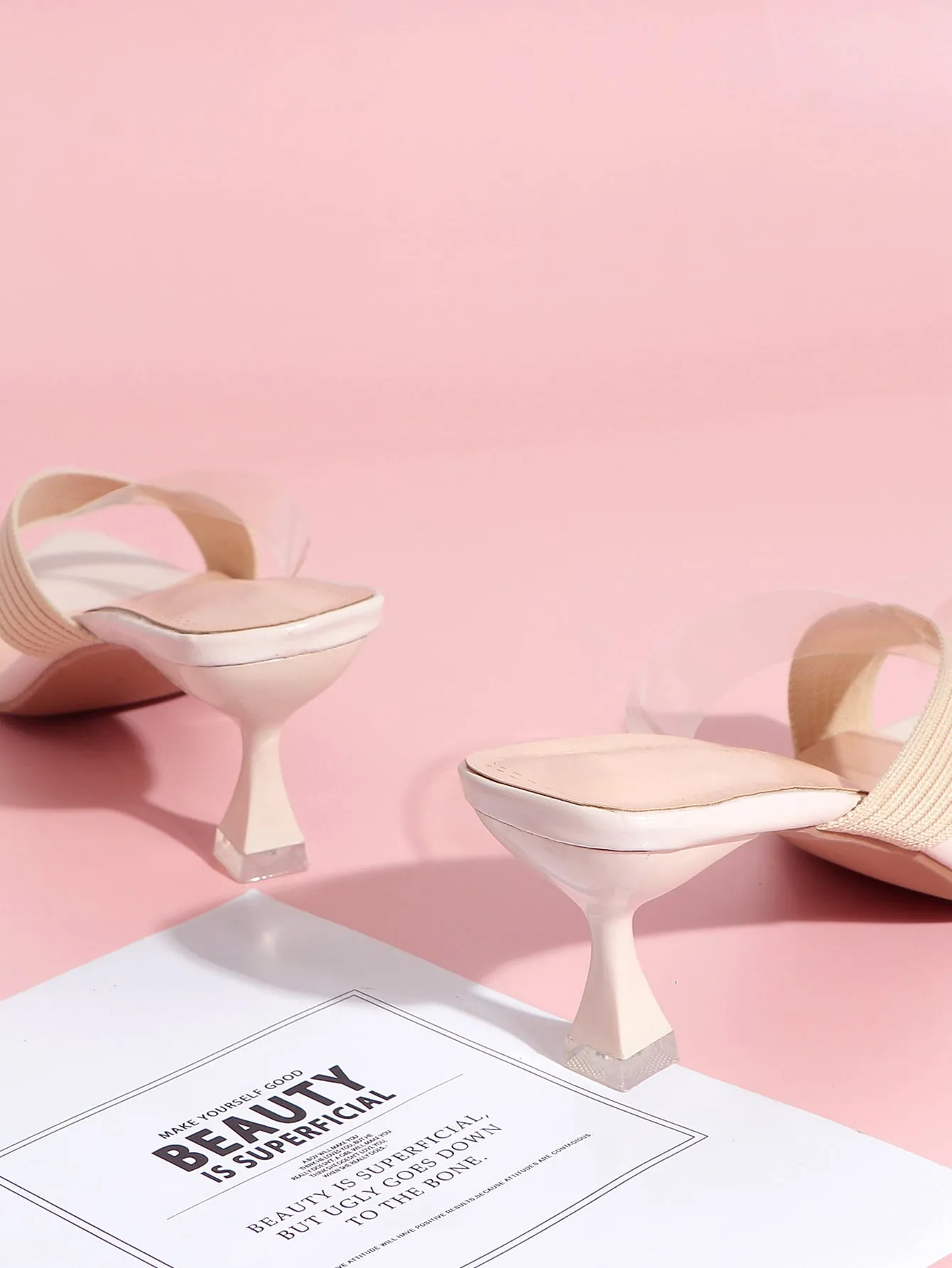 Criss Cross Spooled Heeled Mules - Beige - FD ⚡