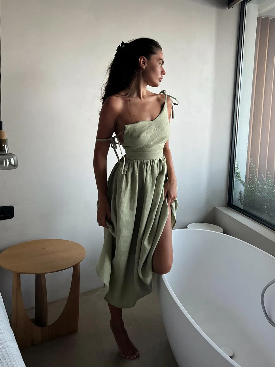 Crochet Cutie Stylish Linen Maxi Dress