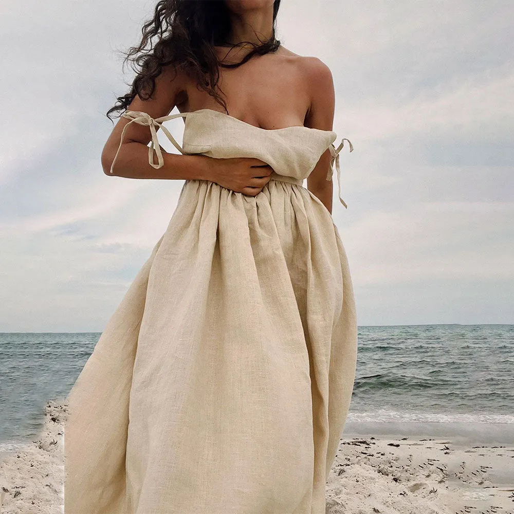 Crochet Cutie Stylish Linen Maxi Dress