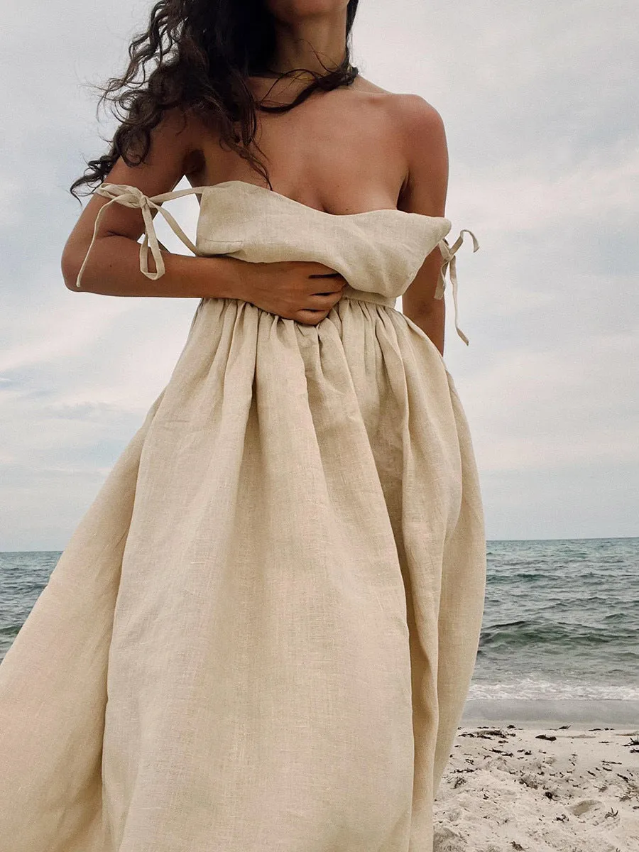 Crochet Cutie Stylish Linen Maxi Dress