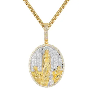 Custom Holy Mother Mary Religious Designer Oval Pendant