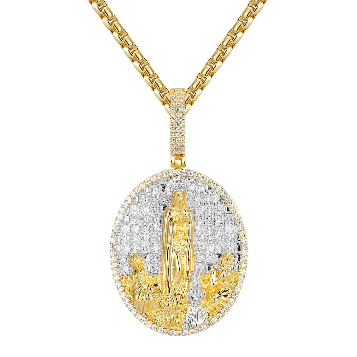 Custom Holy Mother Mary Religious Designer Oval Pendant