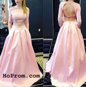 Cute Two Piece Long Prom Dresses Two Piece Evening Dress