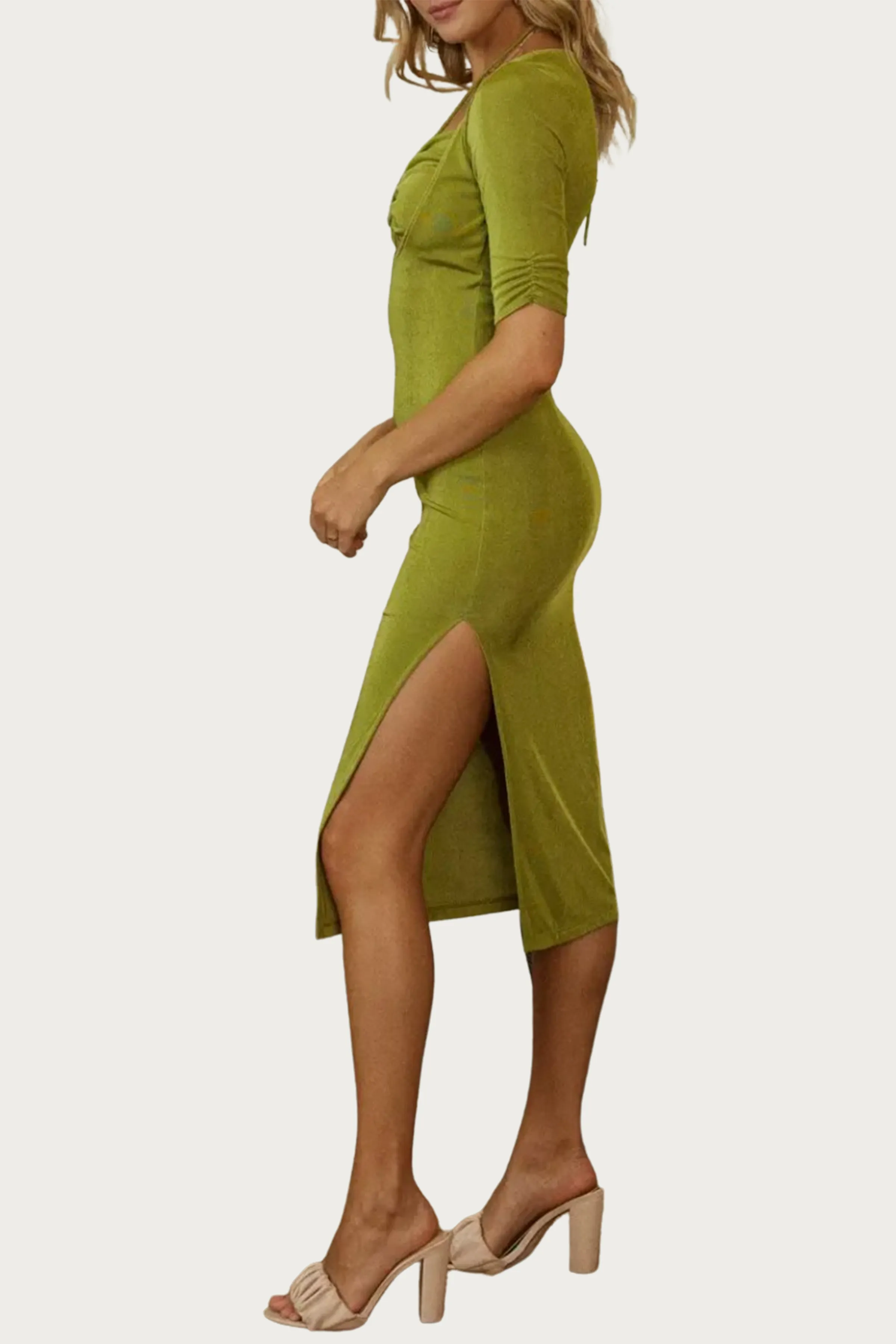 CUTOUT HALTER-NECK MIDI DRESS