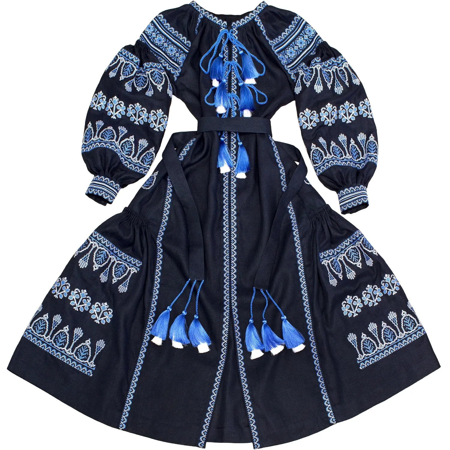 Dark blue Boho style Kaftan with wedges