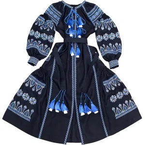 Dark blue Boho style Kaftan with wedges
