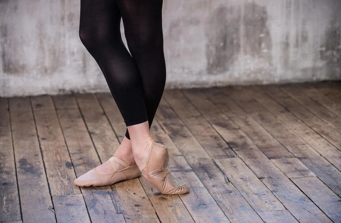 Demi-pointes danse classique bi-semelles en cuir souple beige tailles 28-42