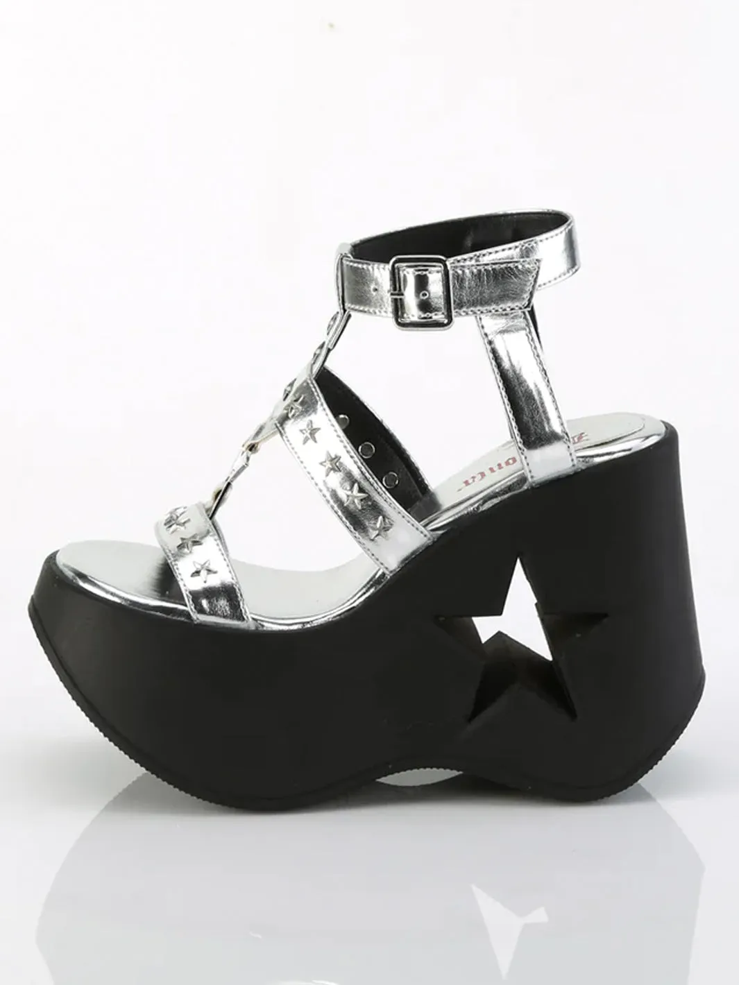 DEMONIA DYNAMITE-12 - SILVER METALLIC VEGAN LEATHER ✰ PRE ORDER ✰