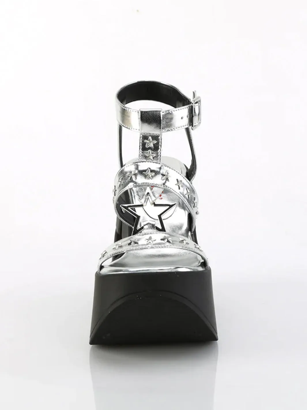 DEMONIA DYNAMITE-12 - SILVER METALLIC VEGAN LEATHER ✰ PRE ORDER ✰