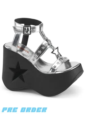 DEMONIA DYNAMITE-12 - SILVER METALLIC VEGAN LEATHER ✰ PRE ORDER ✰