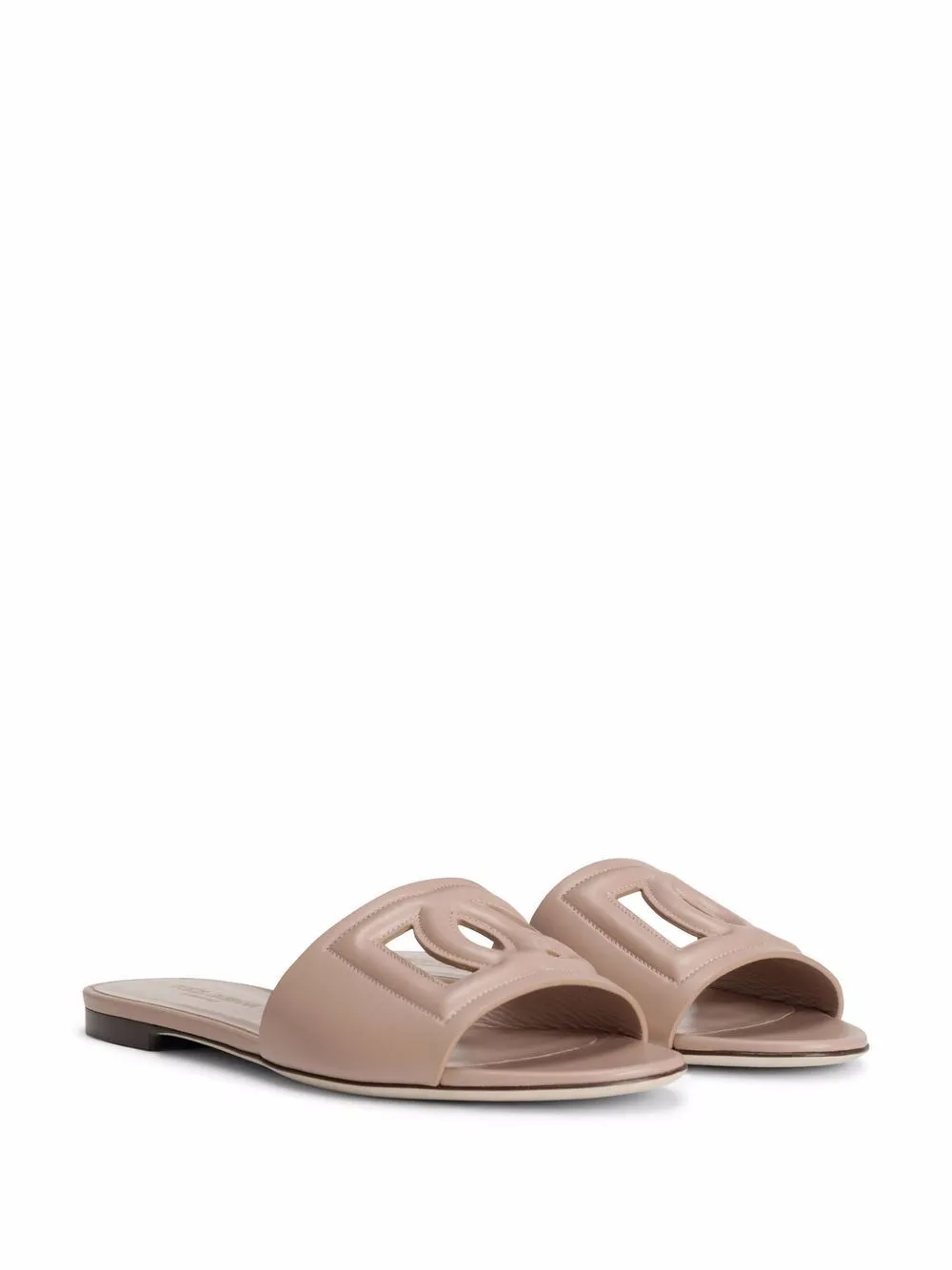 Dg logo leather flat sandals