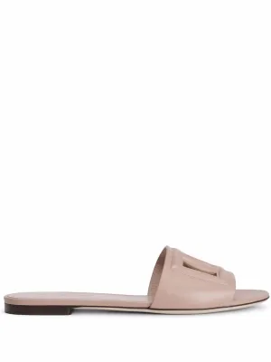 Dg logo leather flat sandals