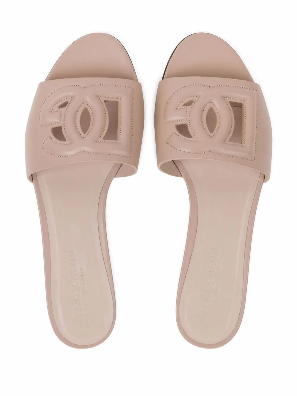 Dg logo leather flat sandals