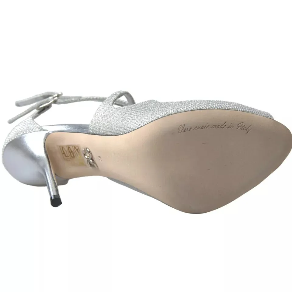 Dolce&Gabbana Women Silver Sandals Polyurethane Strappy High Heel Shoes Sz EU 38