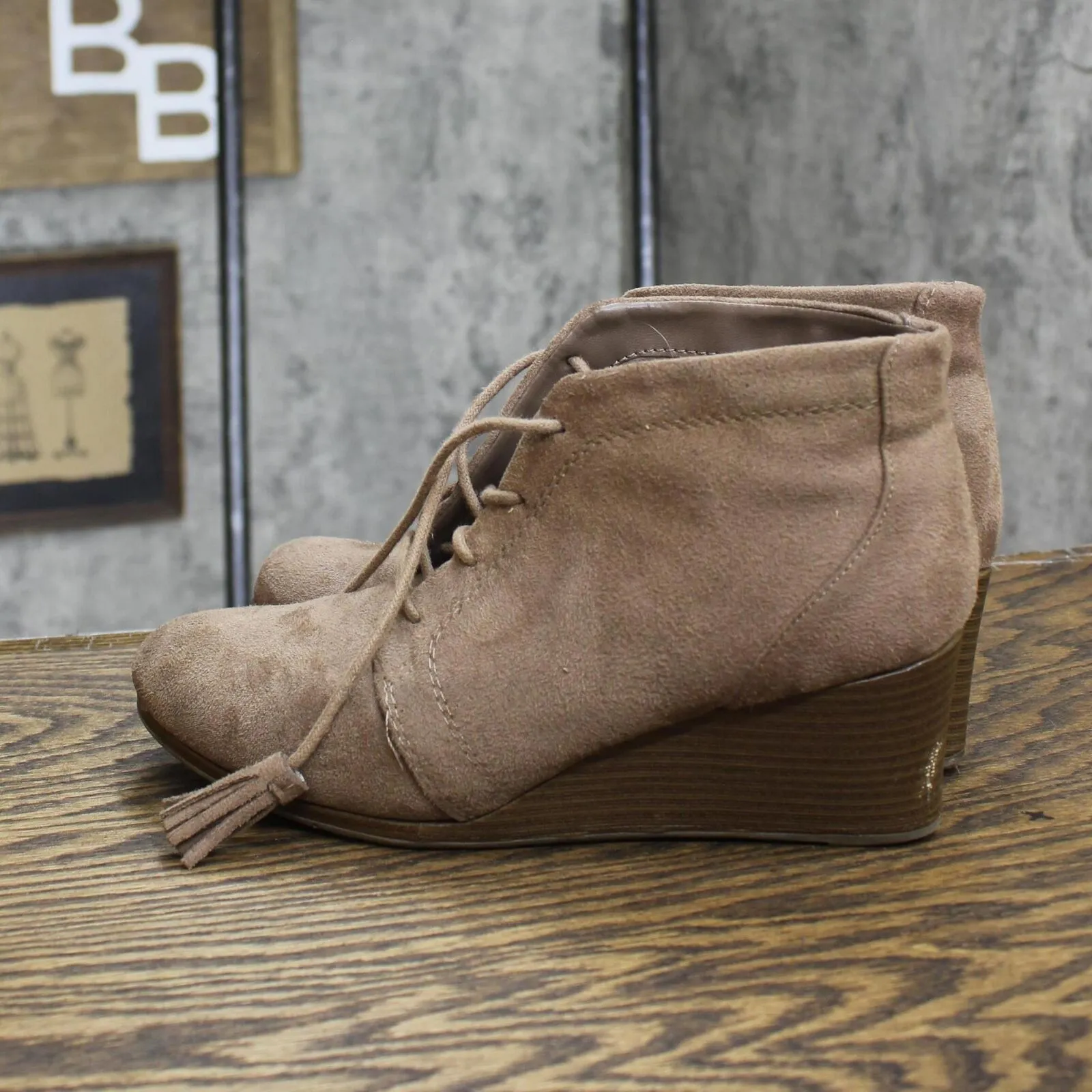 Dr. Scholls Womens Wedges Tassel Lace Up Shoes 166689fe55b720 Brown 7M