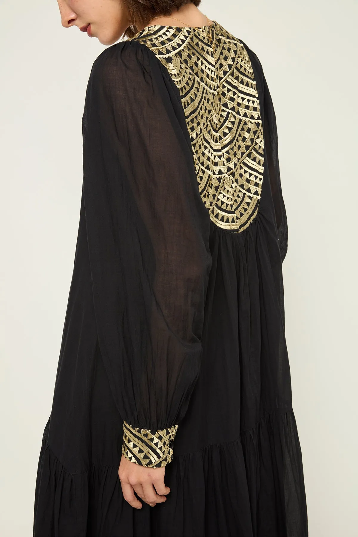 DRESS LONG NEW ALL OVER L/S - BLACK GOLD