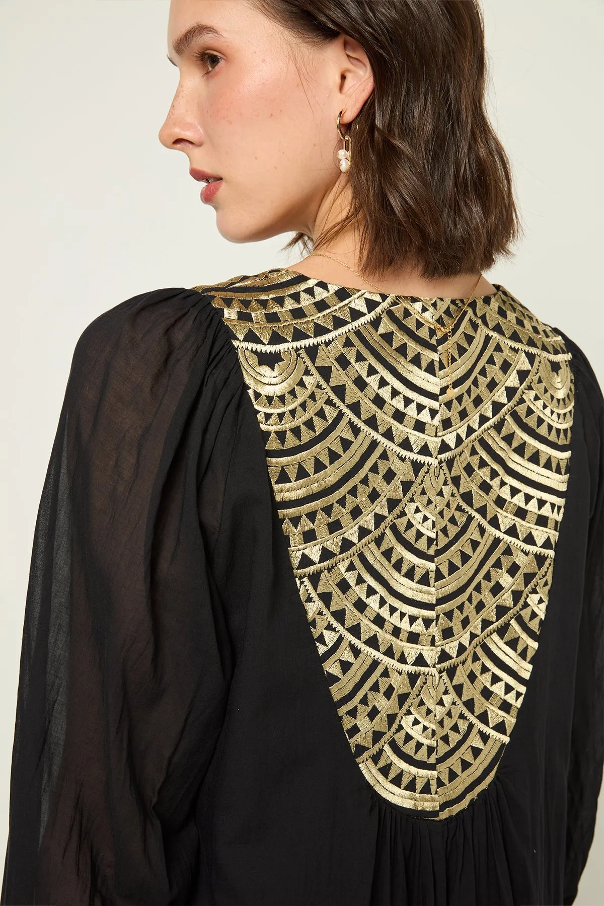 DRESS LONG NEW ALL OVER L/S - BLACK GOLD