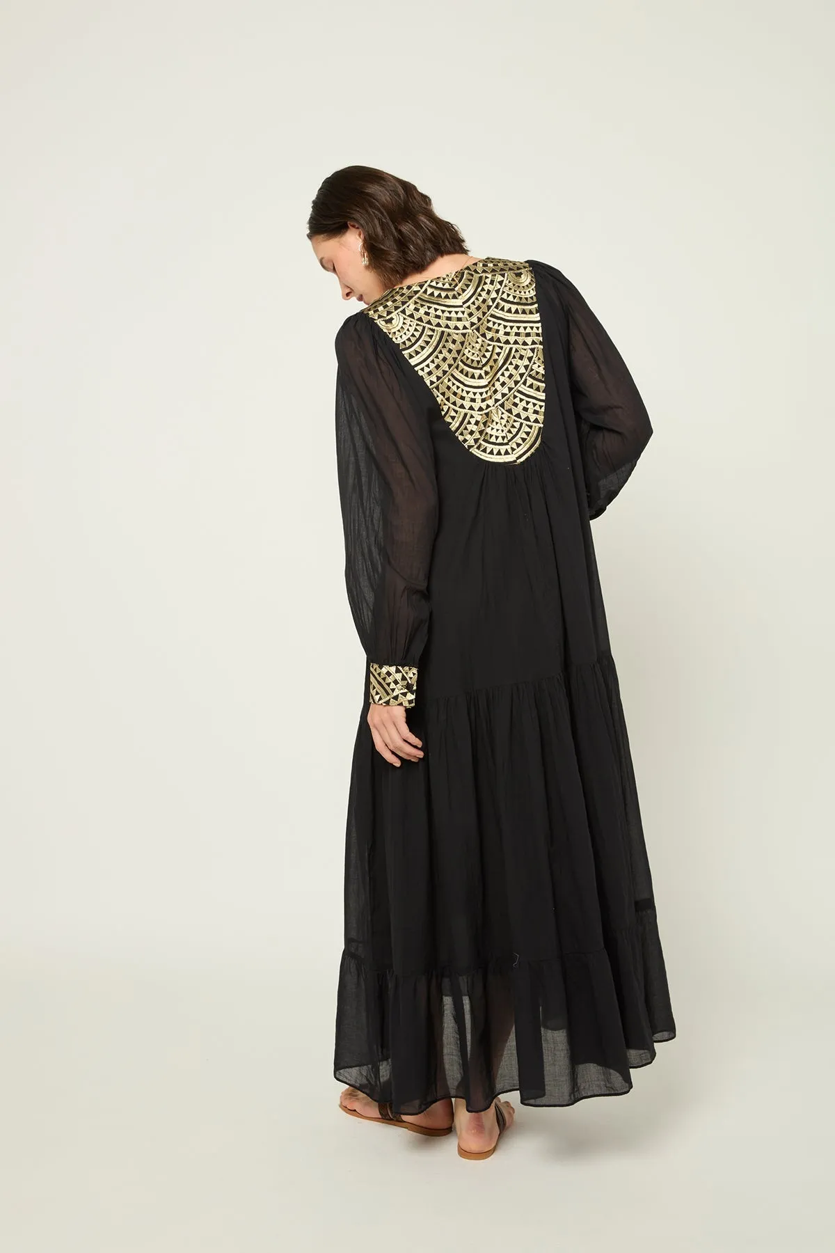 DRESS LONG NEW ALL OVER L/S - BLACK GOLD