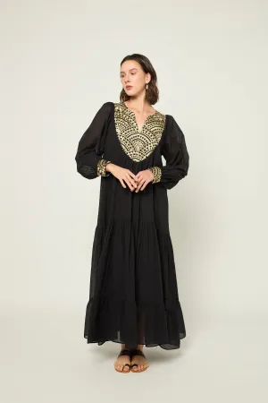 DRESS LONG NEW ALL OVER L/S - BLACK GOLD