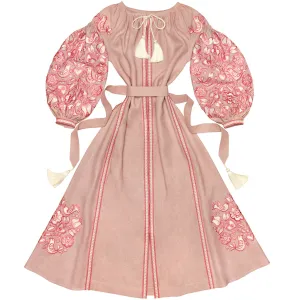 Dusty pink Kaftan with embroidery
