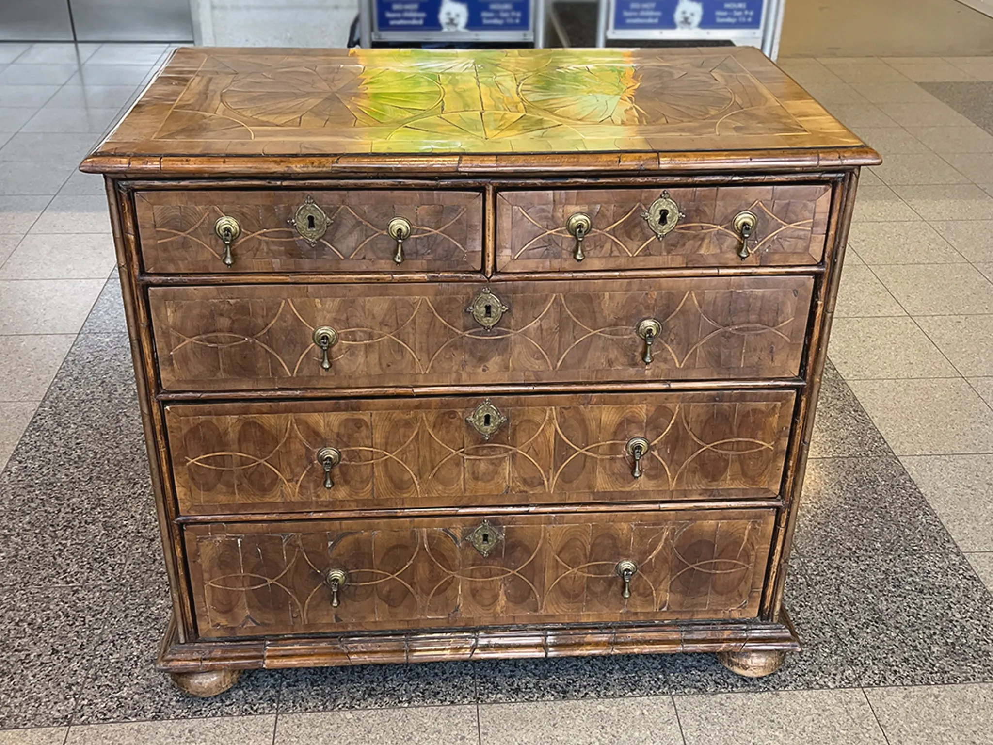Early 18th Century William & Mary Walnut and Olive Chest of Drawers