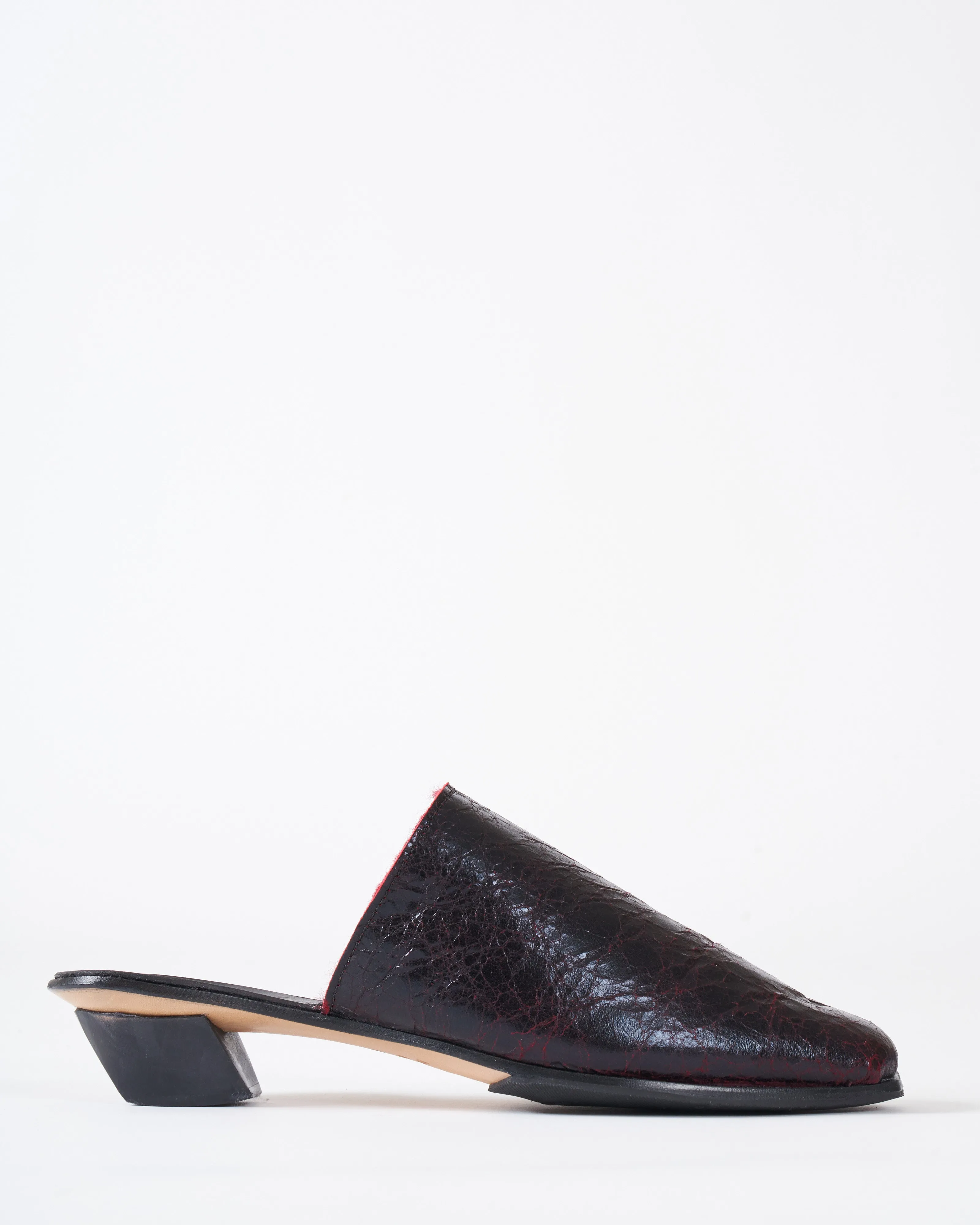 east shearling lined mule - dark red