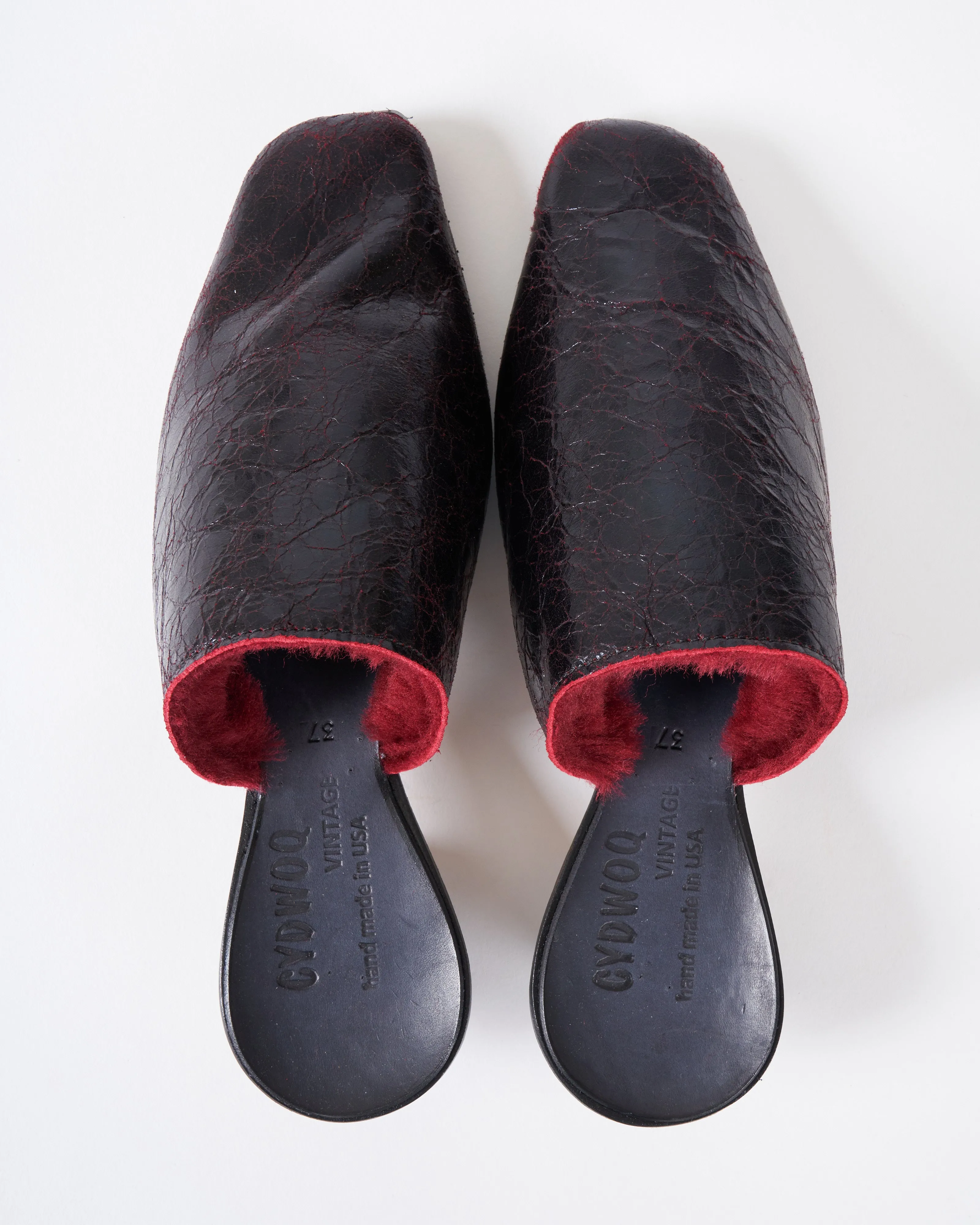 east shearling lined mule - dark red