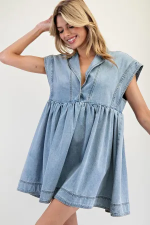 Effortless Denim Babydoll Dress