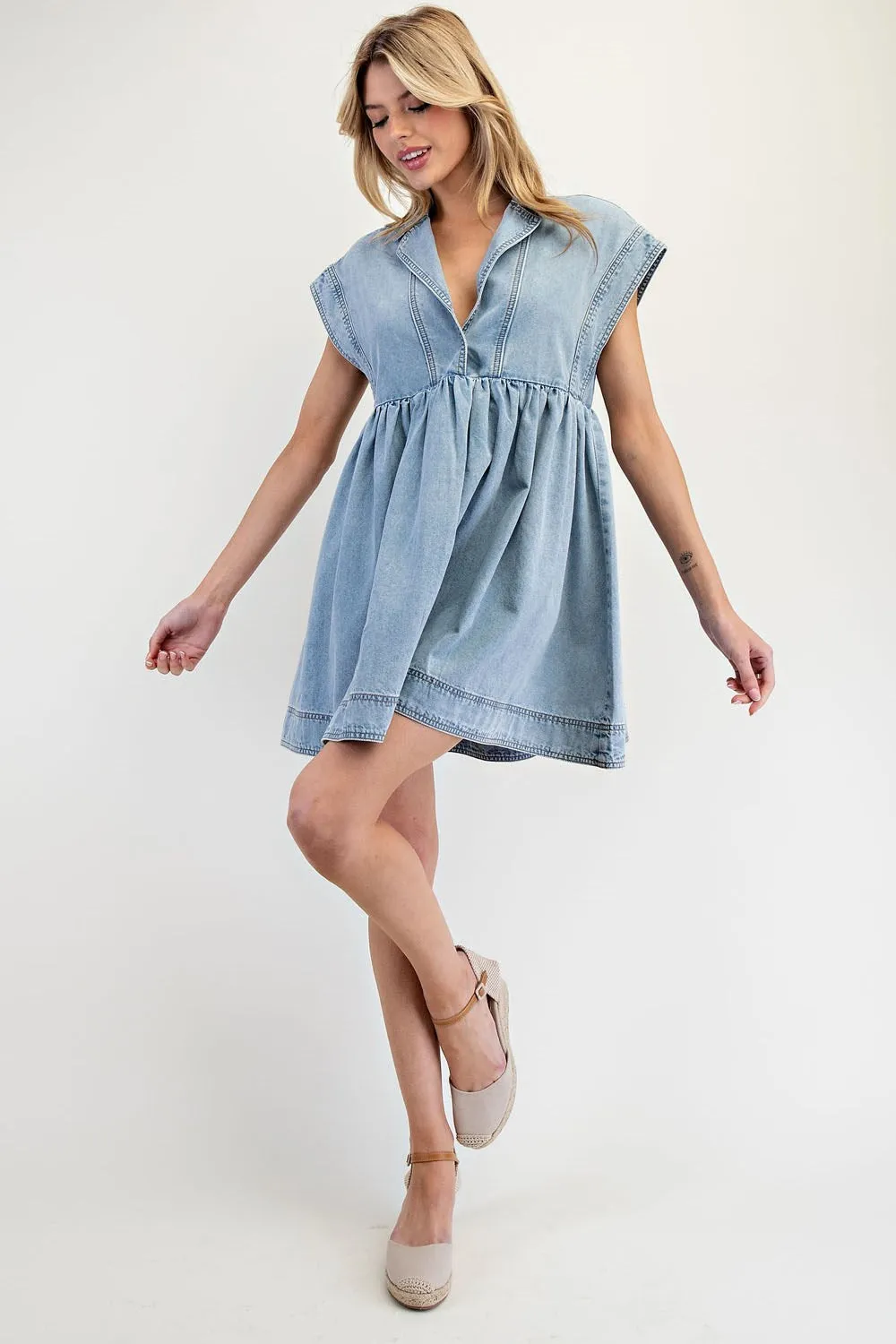 Effortless Denim Babydoll Dress
