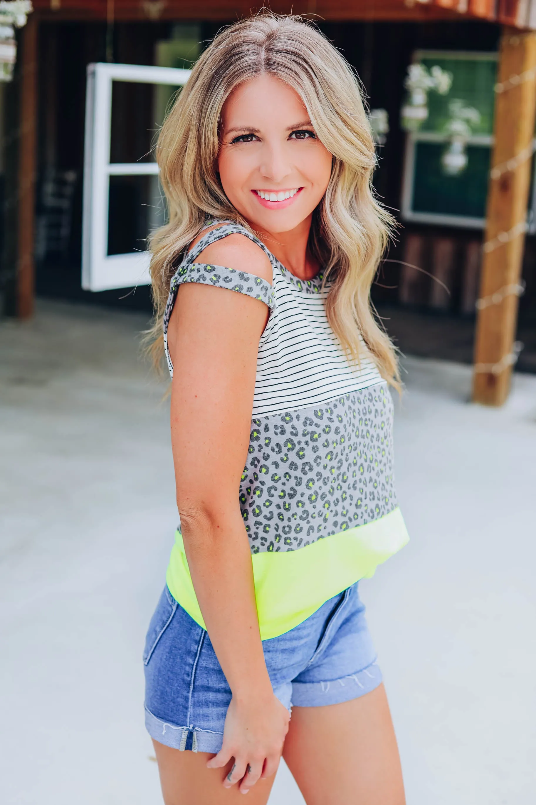 Electric Color Block Tank - Neon Lime