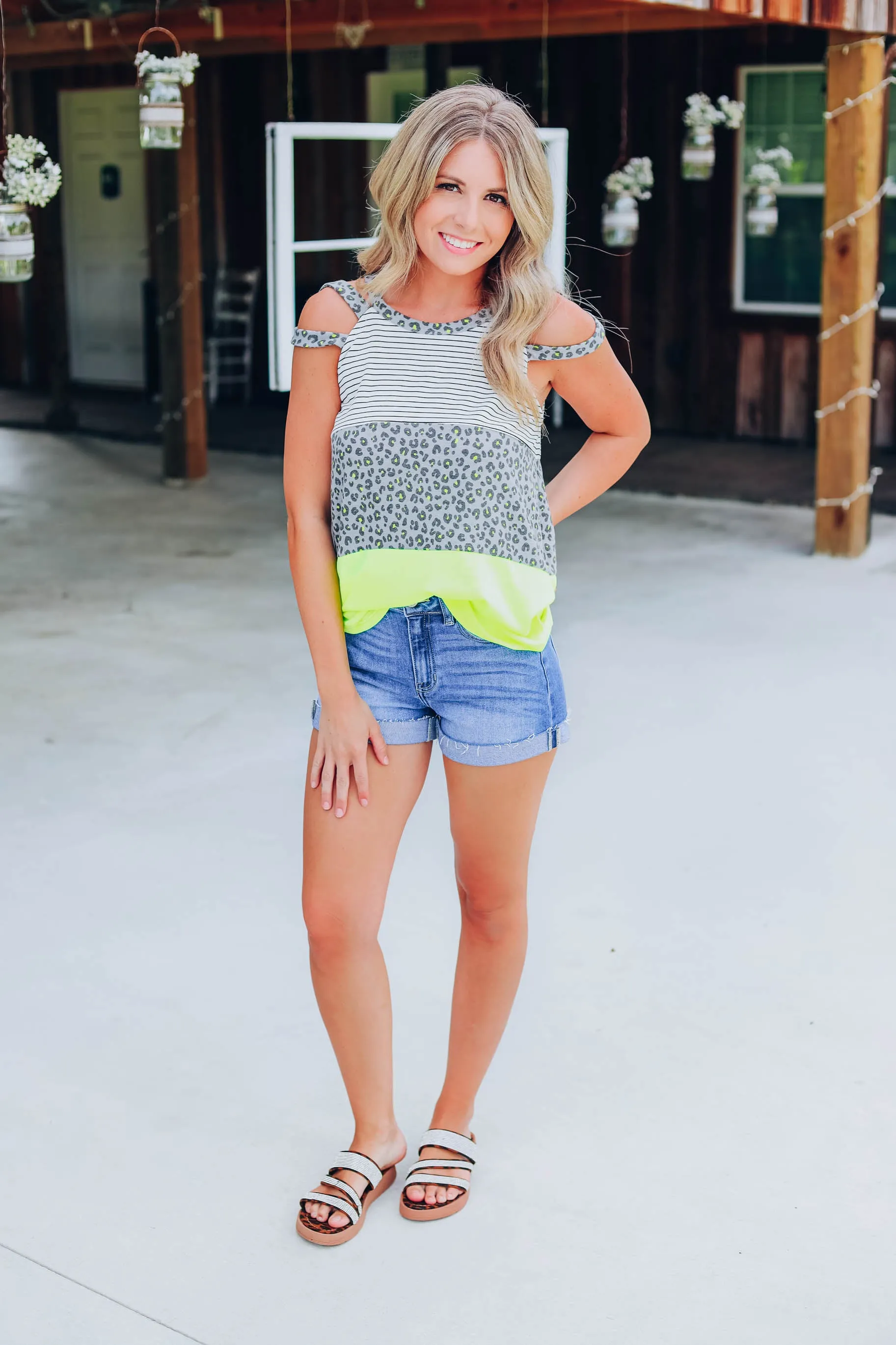 Electric Color Block Tank - Neon Lime