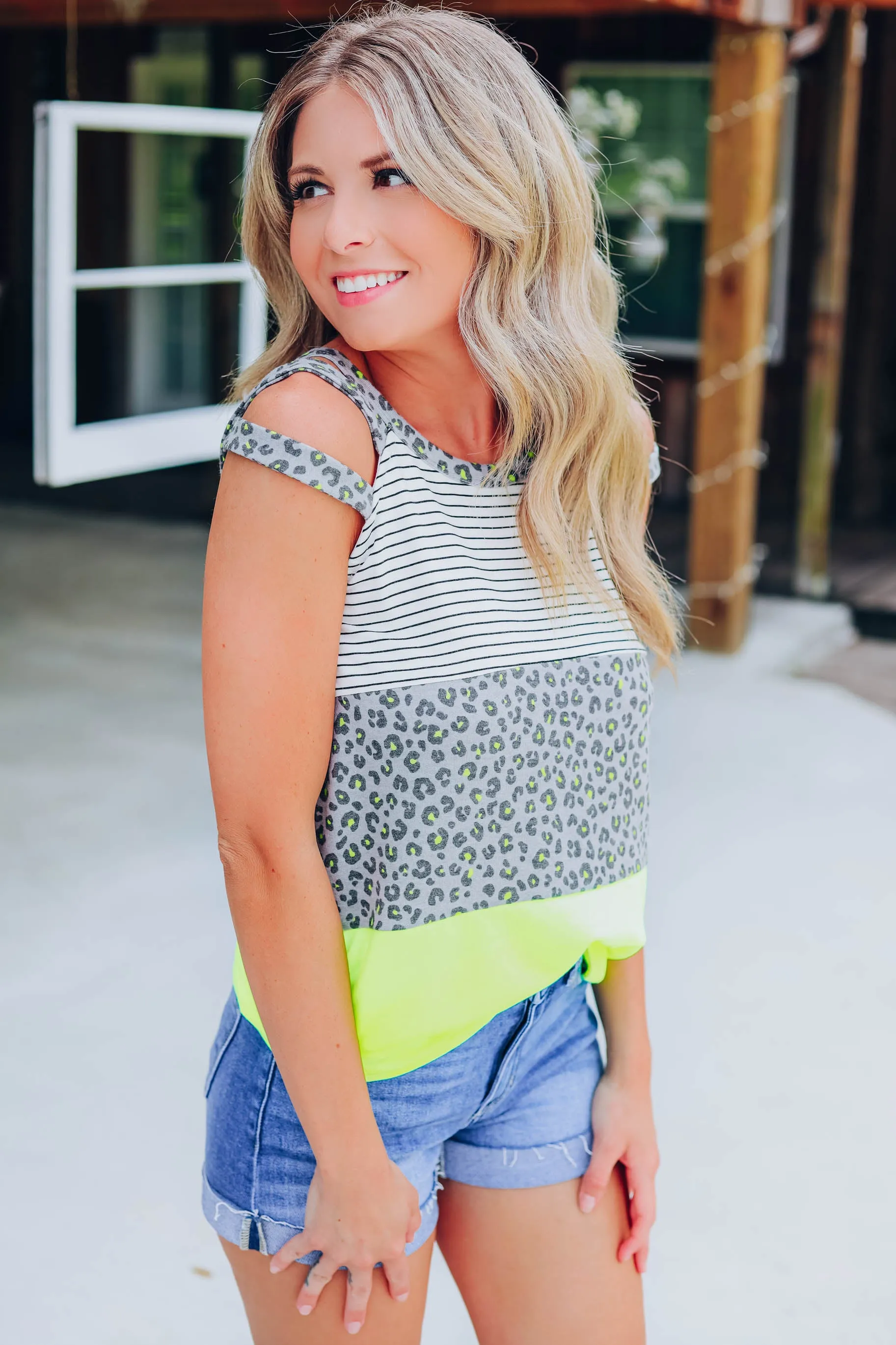 Electric Color Block Tank - Neon Lime