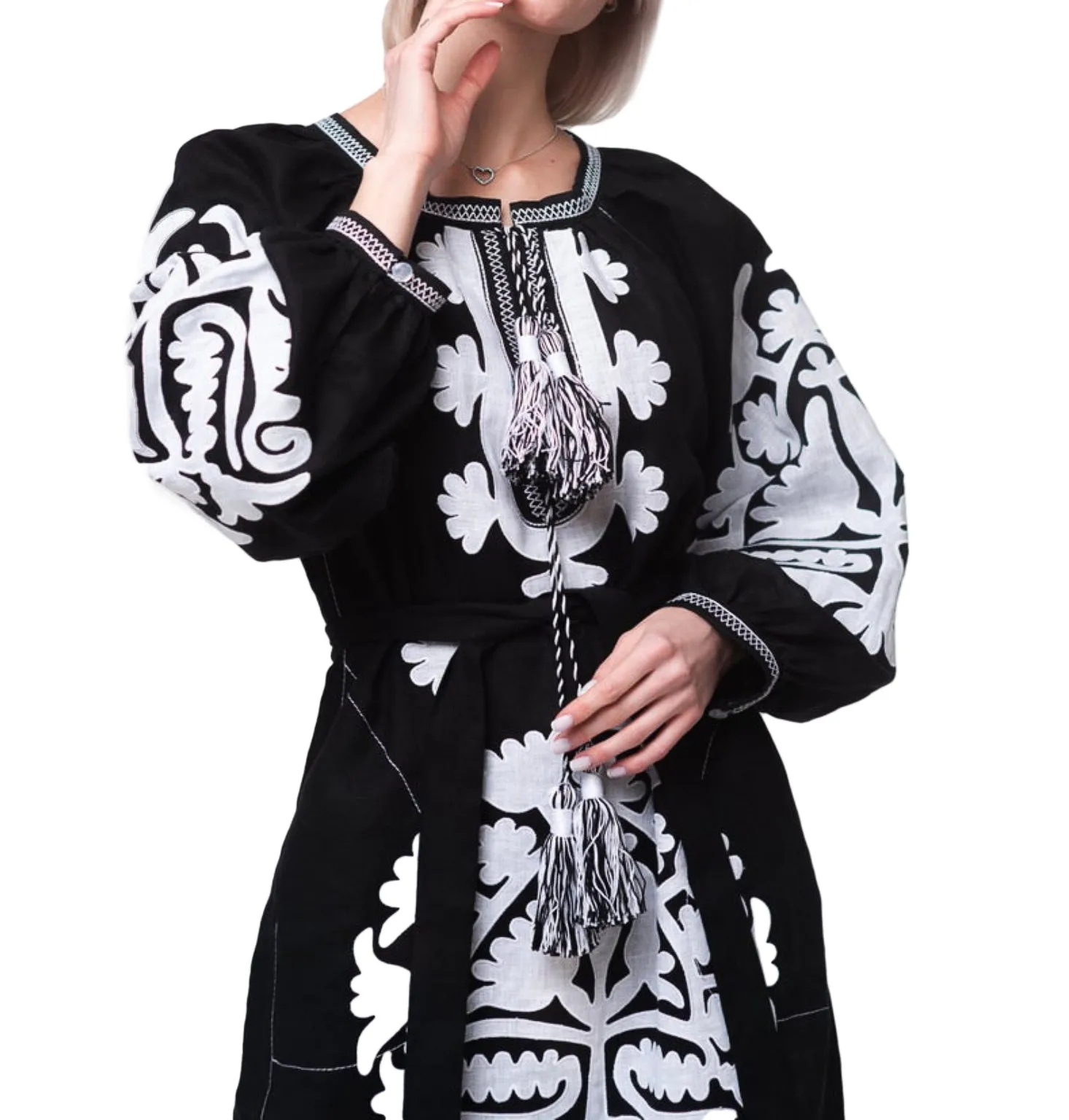 Embroidered applique dress