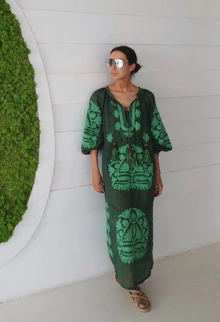 Embroidered applique dress