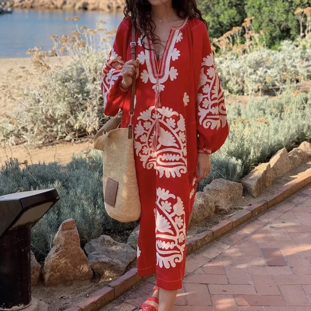 Embroidered applique dress
