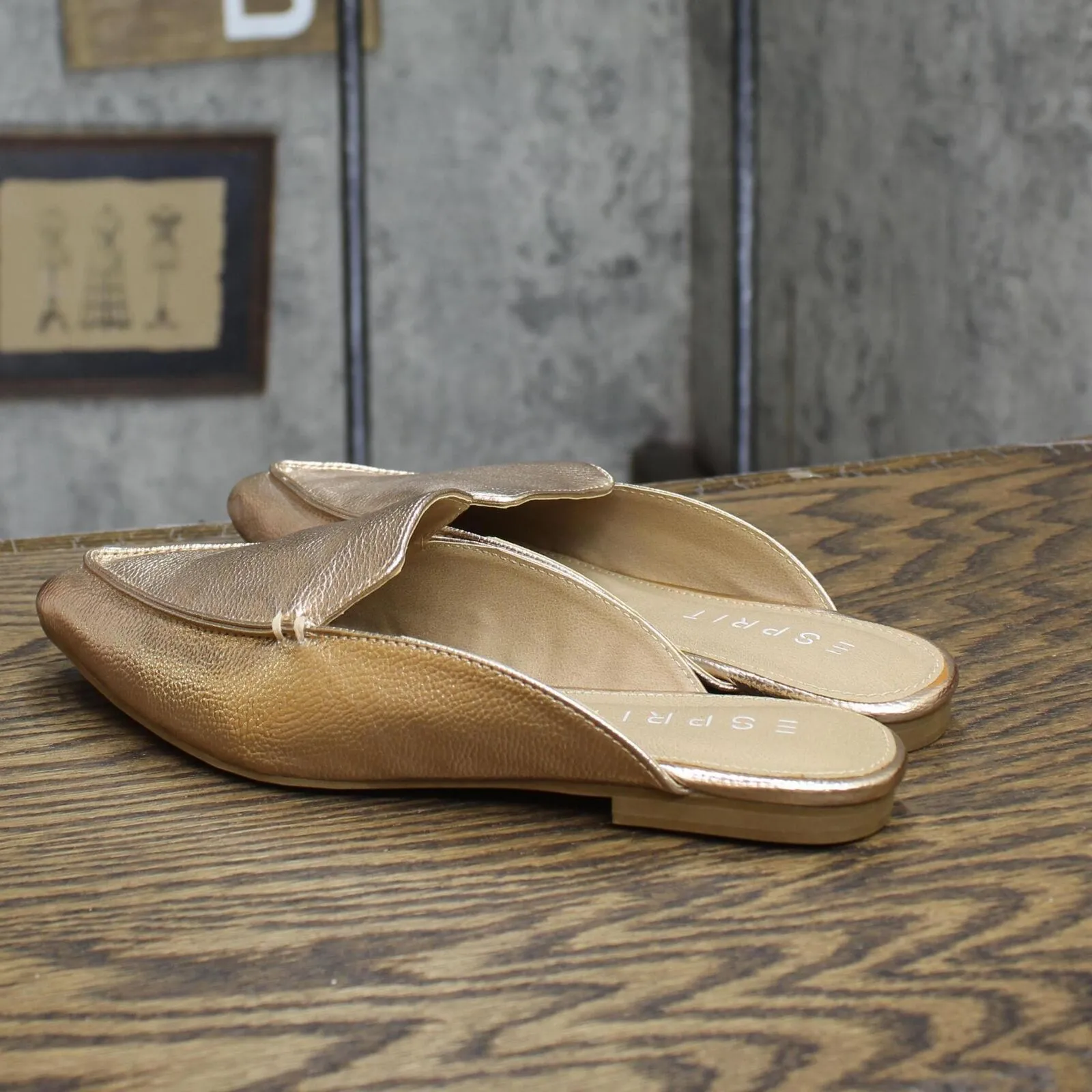 Esprit Womens Shiny Flat Mules 1674151d09d34a Gold Yellow 6M