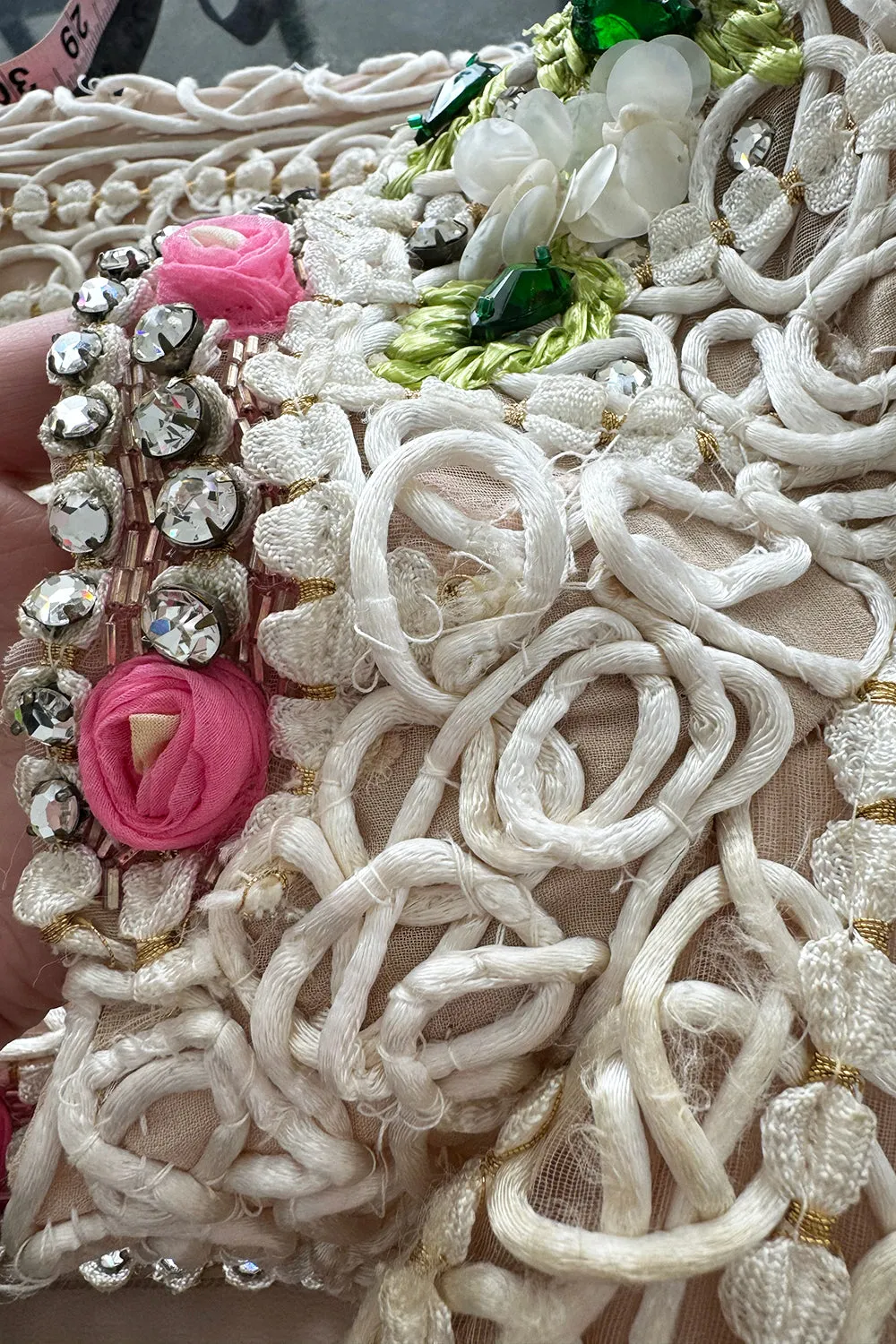 Exquisite 1960s Mr Blackwell One Off Highly Detailed & Embellished Ivory Sheath Dress