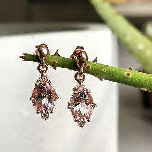 Exquisite Oval Morganite and Diamond Highlight Drop Earrings